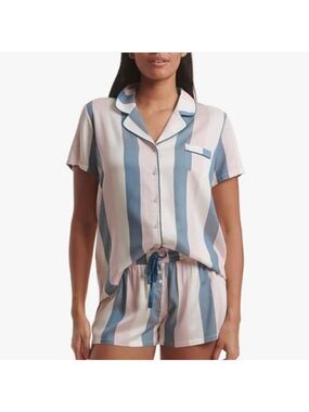 SPLENDID Waterfall Stripe Satin Notch Collar Top & Shorts PJ Set
